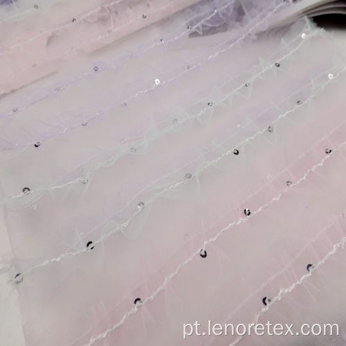 LureX Metálico Poli Paillettes Sequin Malha Embroidery Tecido